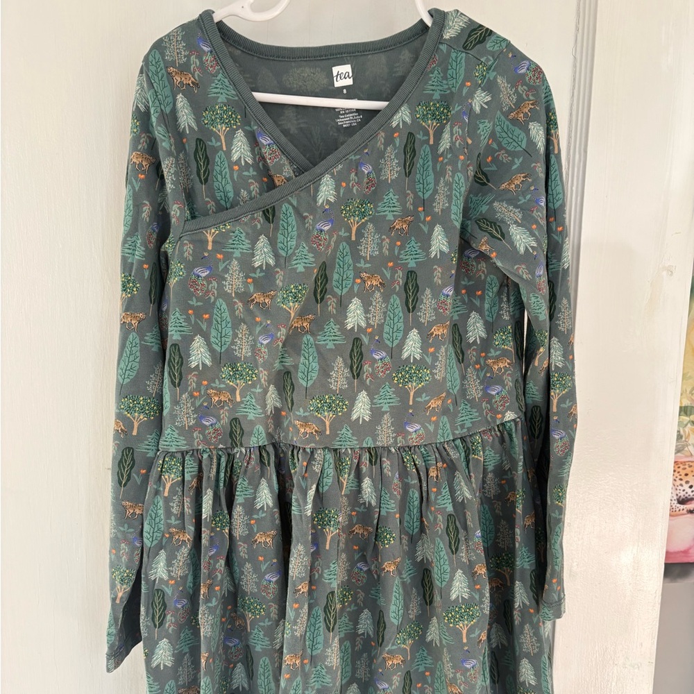 Tea collection green trees dress size 8